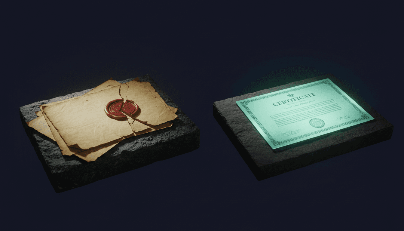 Studio documents and legal paperwork on a desk